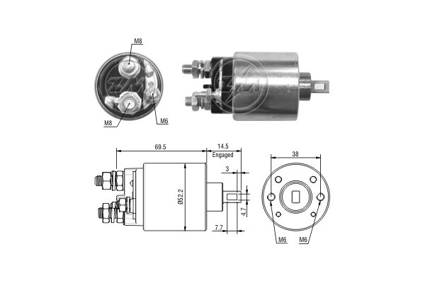 Magnetswitch, startmotor 12V