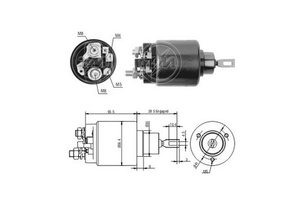 Magnetswitch, startmotor 12V