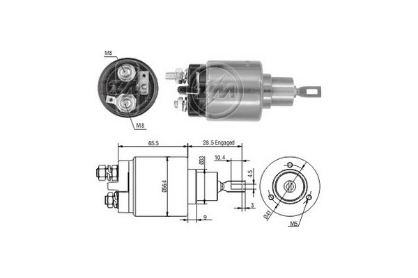 Magnetswitch, startmotor 12V