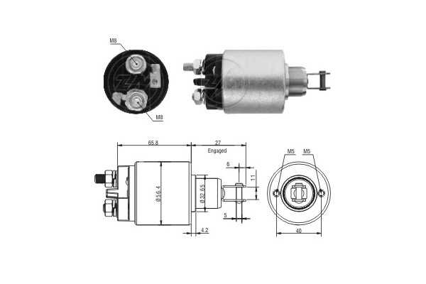 Magnetswitch, startmotor 12V
