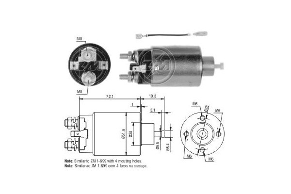 Magnetswitch, startmotor 12V