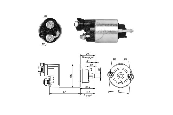 Magnetswitch, startmotor 12V