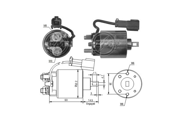Magnetswitch, startmotor 12V Magnetswitch, startmotor 12V