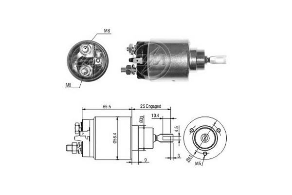 Magnetswitch, startmotor 12V