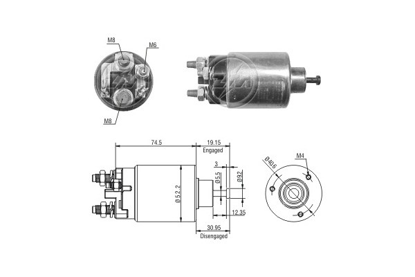 Magnetswitch, startmotor 12V