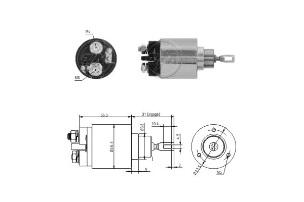 Magnetswitch, startmotor 12V