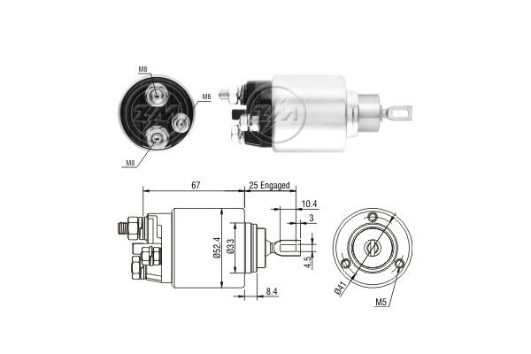 Magnetswitch, startmotor 12V