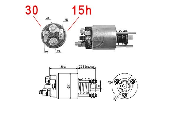 Magnetswitch, startmotor 12V