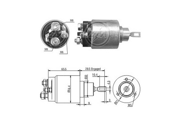 Magnetswitch, startmotor 12V