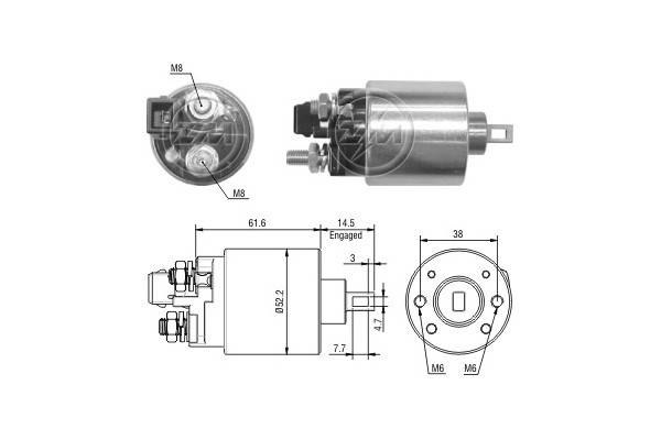 Magnetswitch, startmotor 12V