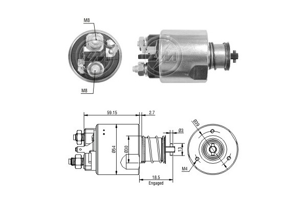 Magnetswitch, startmotor 12V