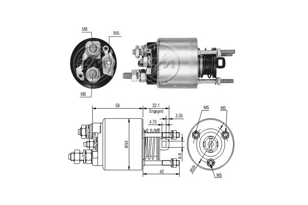 Magnetswitch, startmotor 12V