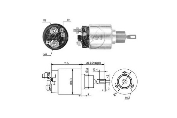 Magnetswitch, startmotor 24V
