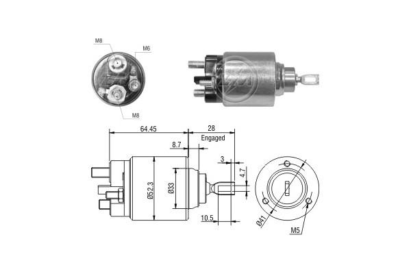 Magnetswitch, startmotor 12V