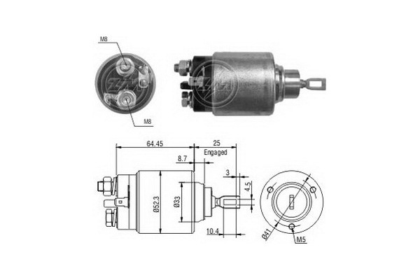 Magnetswitch, startmotor 12V