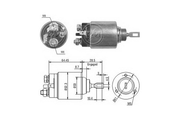 Magnetswitch, startmotor 12V