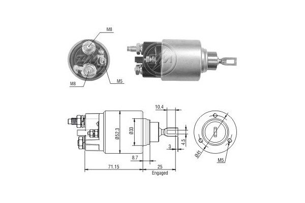 Magnetswitch, startmotor 12V
