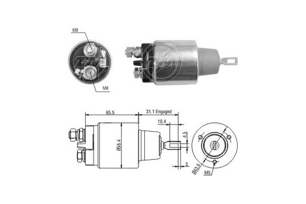 Magnetswitch, startmotor 12V