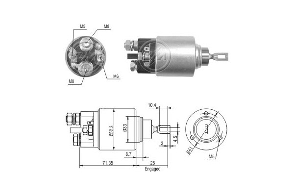 Magnetswitch, startmotor 12V