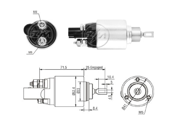 Magnetswitch, startmotor 12V