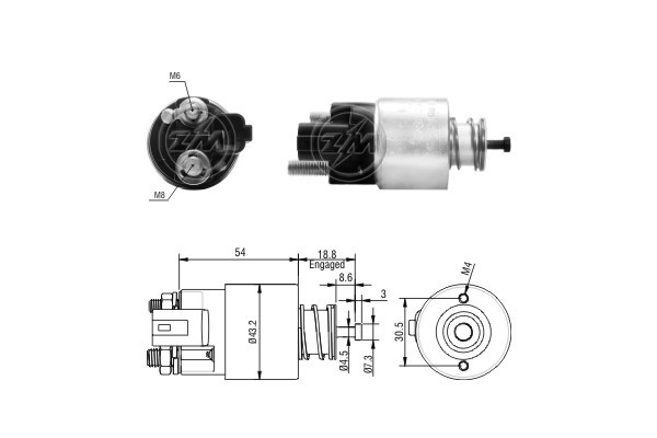 Magnetswitch, startmotor 12V