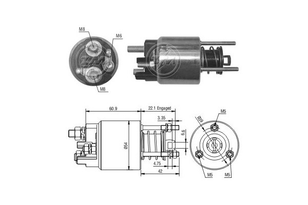 Magnetswitch, startmotor 12V