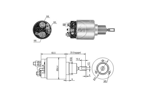 Magnetswitch, startmotor 12V