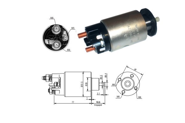 Magnetswitch, startmotor 12V