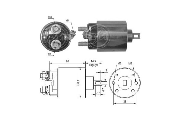 Magnetswitch, startmotor 12V