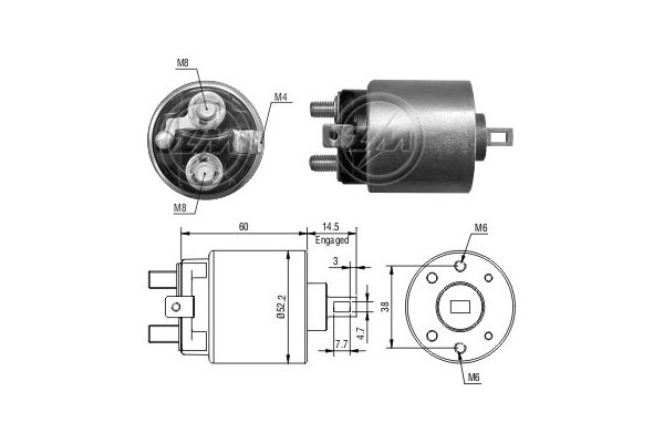 Magnetswitch, startmotor 12V