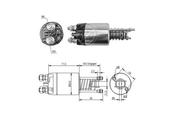 Magnetswitch, startmotor 12V