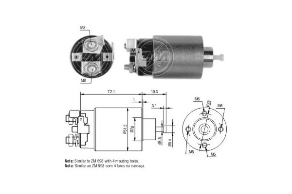 Magnetswitch, startmotor 12V