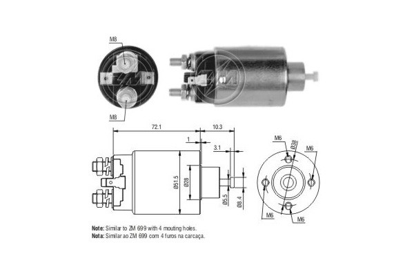 Magnetswitch, startmotor 12V