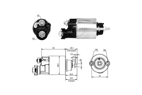 Magnetswitch, startmotor 12V