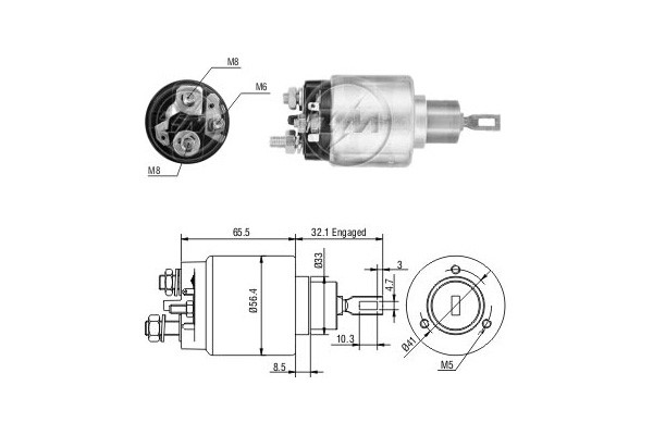 Magnetswitch, startmotor 12V