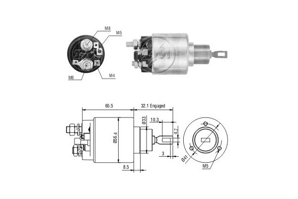 Magnetswitch, startmotor 12V