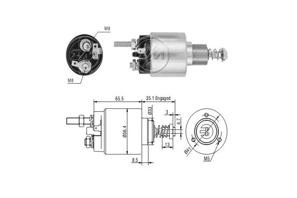 Magnetswitch, startmotor 12V