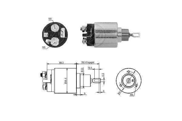 Magnetswitch, startmotor 12V