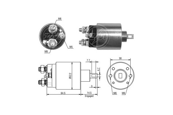 Magnetswitch, startmotor 12V
