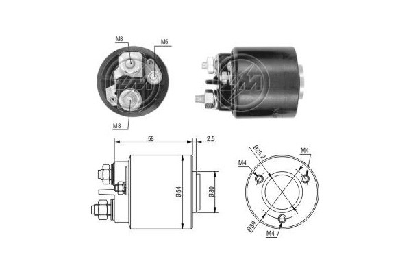 Magnetswitch, startmotor 12V