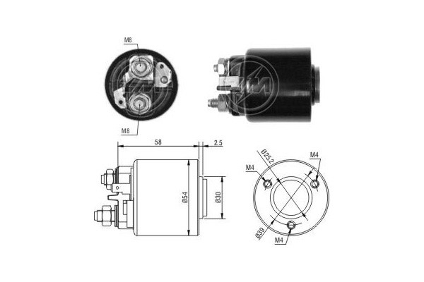 Magnetswitch, startmotor 12V