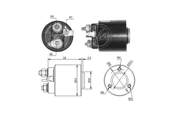 Magnetswitch, startmotor 12V