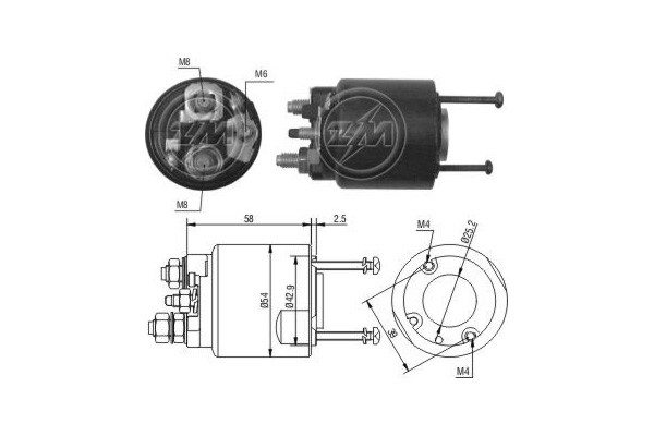 Magnetswitch, startmotor 12V
