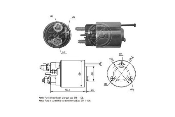 Magnetswitch, startmotor 12V
