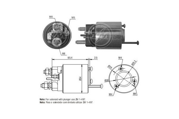 Magnetswitch, startmotor 12V