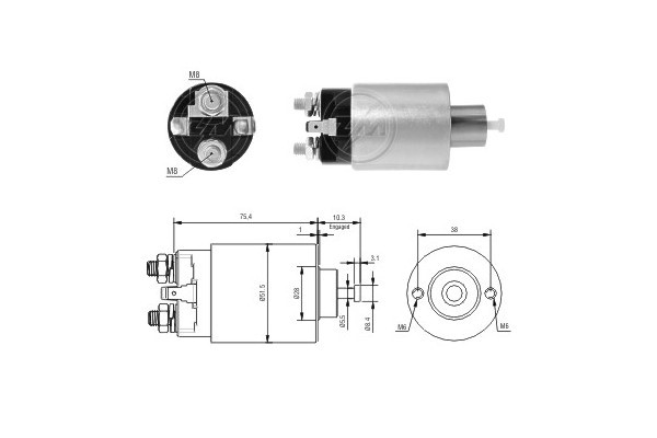 Magnetswitch, startmotor 12V