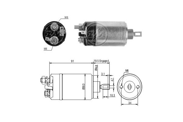 Magnetswitch, startmotor 12V