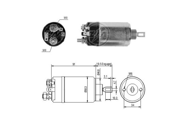 Magnetswitch, startmotor 12V