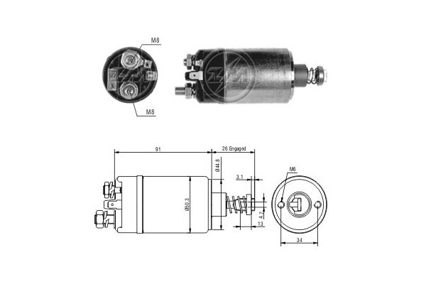 Magnetswitch, startmotor 12V