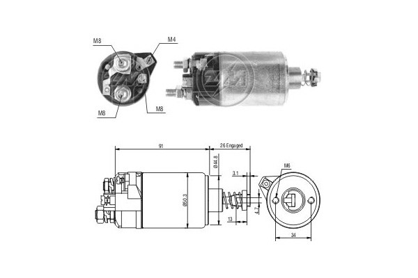 Magnetswitch, startmotor 12V